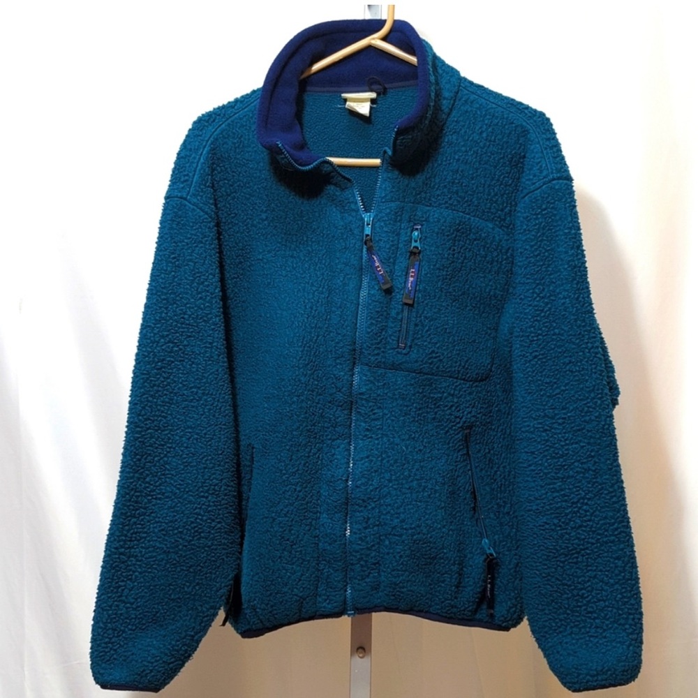 Vintage L.L. Bean Fleece Fuzzy Teddy Bear Full Zip Deep Pile Women's Medium